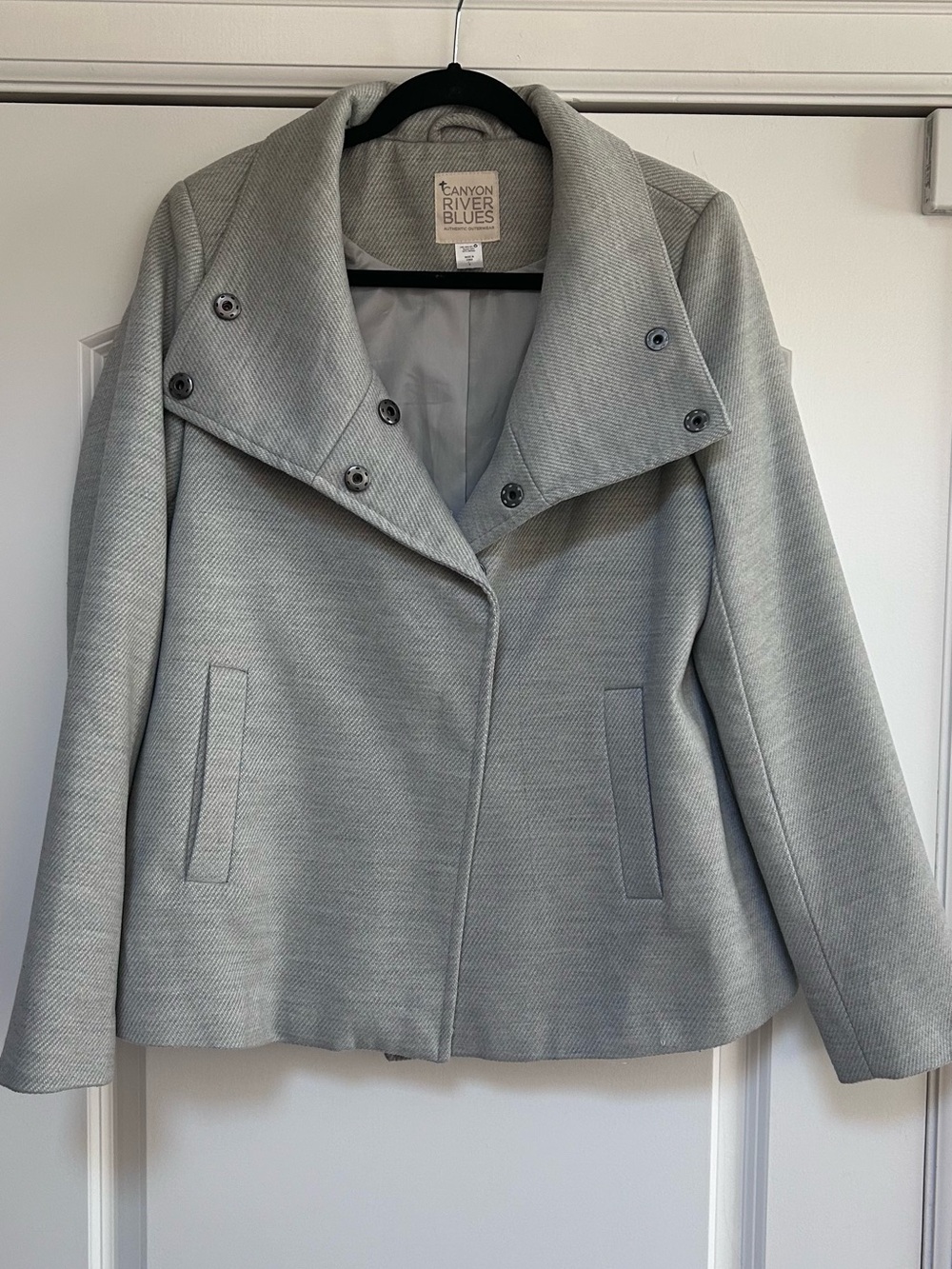 Canyon River Blues Women’s Sz L Coat Jacket Double Breasted Hidden Snap Up Front